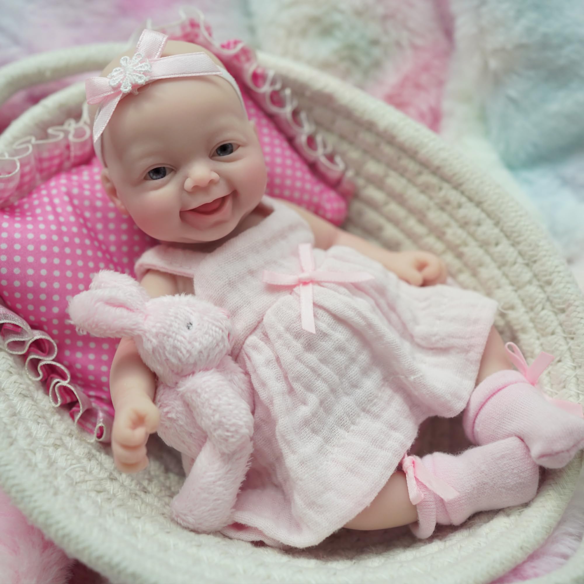 Reborn Baby Doll Silicone Realistic - 7 İnç Minyatür Silikon Tam Vücut