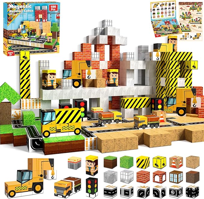 Magnetic Building Tiles Set 100Pcs - 100 Parça Manyetik Blok, Manyetik Yapı