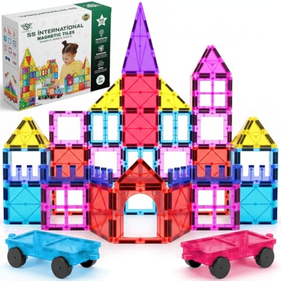 Magnetic Building Tiles Set 100Pcs - 100 Parçalı 2 Arabalı Manyetik Yapı