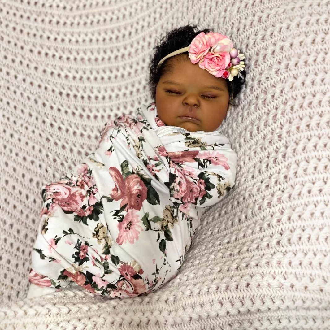 Reborn Baby Doll Silicone Realistic - Koyu Cilt şeftali 19 Inç Gerçekçi