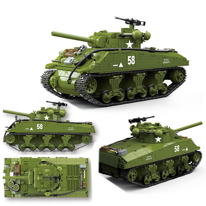 Lego Compatible Military Tank - Yeni Dünya Savaşı Askeri Silahlar M4A3