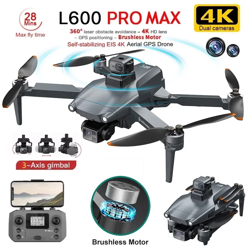 Fpv Brushless Rc Drone 4K - L600 PRO MAX GPS Drone Profesyonel