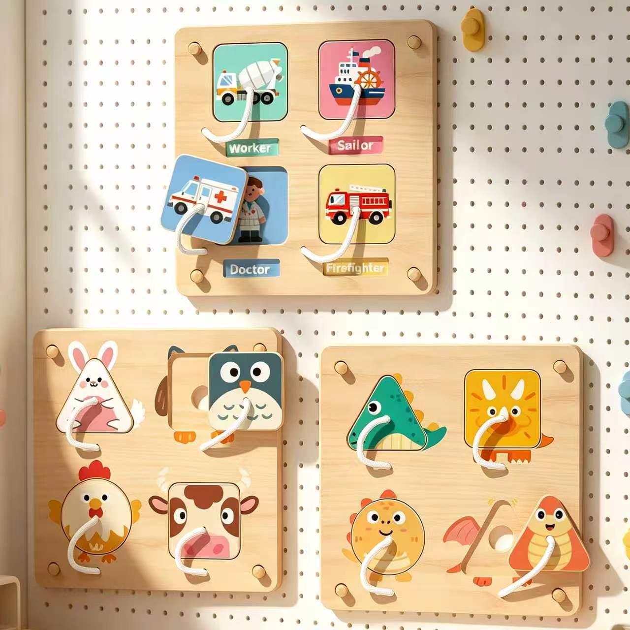 Montessori Wooden Busy Board Toddler - Montessori Ahşap Aktivite Tahtası DIY Aksesuarları