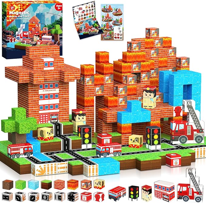 Magnetic Building Tiles Set 100Pcs - 100 Parça Manyetik Blok Seti, Orman