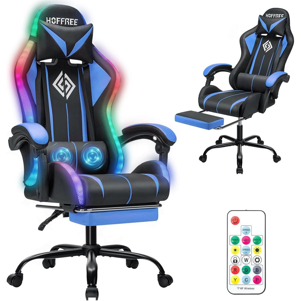 Video Games - Masajlı RGB Işıklı LED Oyuncu Koltuğu