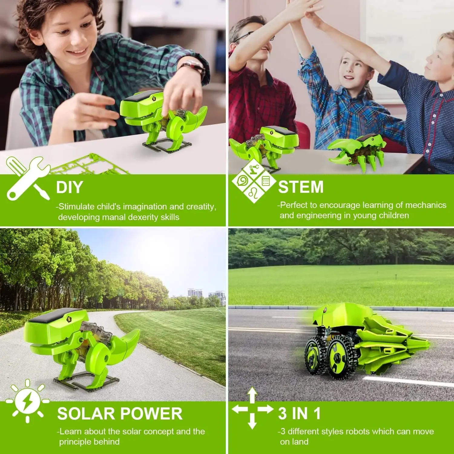 Birleştirin güneş Robot kiti 3 - Stem Solar Robot Kit For Kids incelemesi ve fiyatı