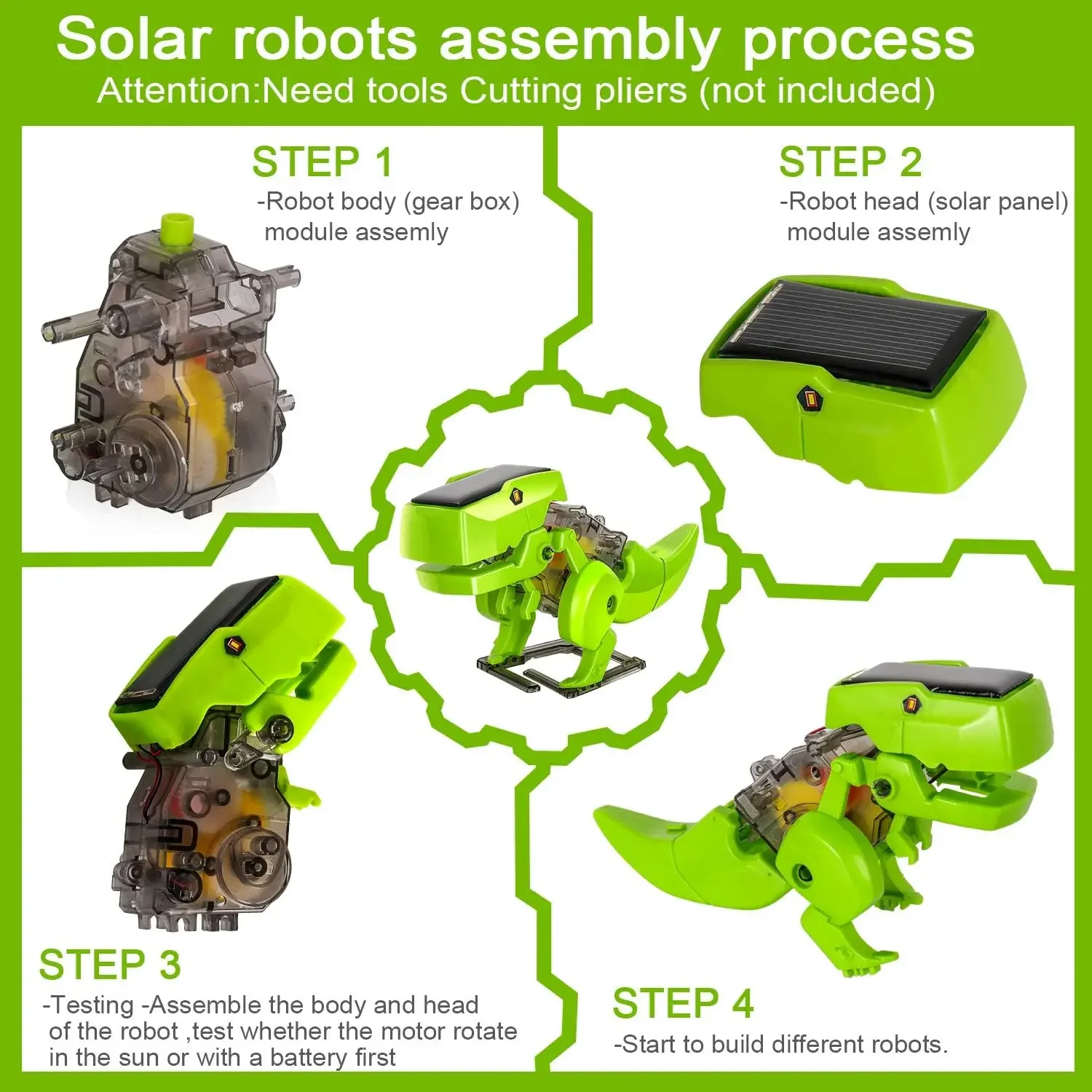 Birleştirin güneş Robot kiti 3 - Stem Solar Robot Kit For Kids incelemesi ve fiyatı
