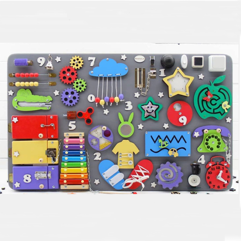 Meşgul kurulu DIY Montessori o - Montessori Wooden Busy Board Toddler incelemesi ve fiyatı