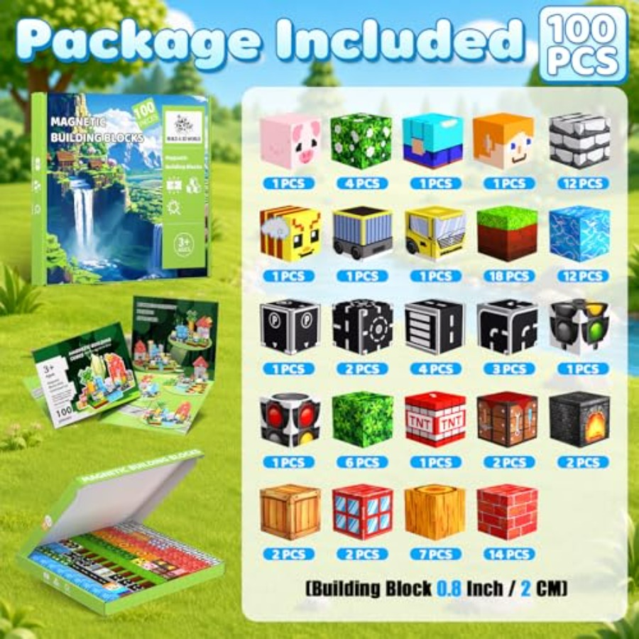 100 adet manyetik bloklar, 0.8 - Magnetic Building Tiles Set 100Pcs incelemesi ve fiyatı